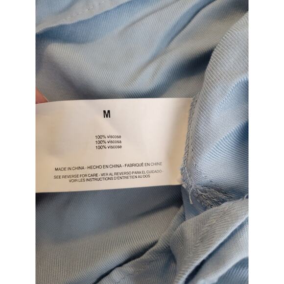 NWT Nine West Blue V-Neck Short Sleeve Woven Popover Top Women's Size Medium - Picture 9 of 10